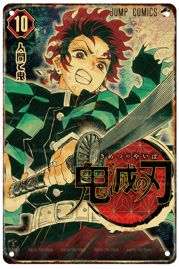 Japanese Anime Demon Slayer Tin Sign Tanjiro Nezuko Retro Inor Poster Prints Home Room Bar Wall Painting Matel Plaques - nihonski
